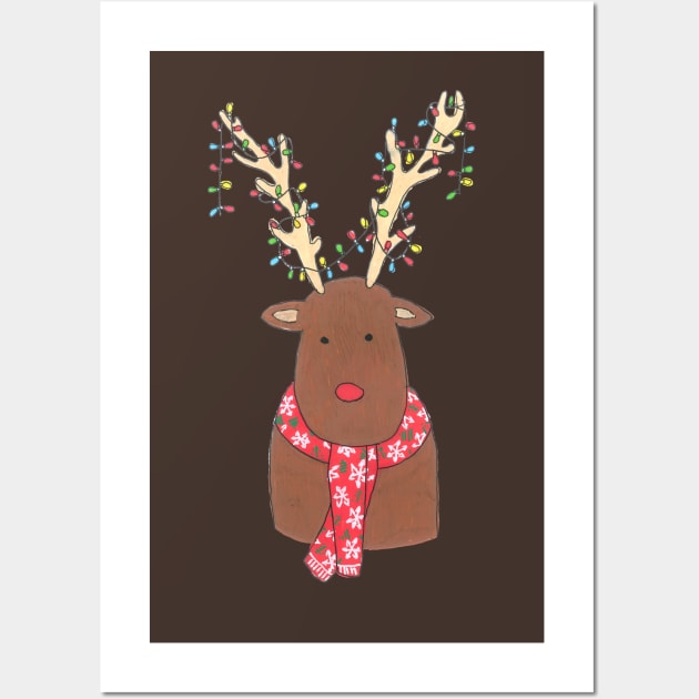 Christmas reindeer Wall Art by DoodlesAndStuff